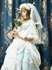 Robe à bretelles lolita éblouissante en chiffon bicolore à volants col rond Robe Déguisements Halloween