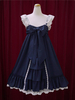 Robe à bretelles lolita éblouissante en coton bicolore avec noeud à bretelles Robe Déguisements Halloween
