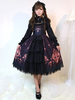 Robe à bretelles lolita éblouissante en fibres de coton impression à volants col rond Robe Déguisements Halloween