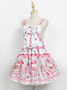 Robe à bretelles lolita éblouissante en polyester impression avec noeud Robe A Bretelles Sans Manches Déguisements Halloween