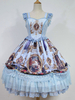 Robe à bretelles lolita éblouissante en polyester impression plissée encolure en coeur Robe Déguisements Halloween