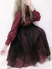 Robe à bretelles lolita éblouissante en tulle bordeaux bicolore à volants Robe sans manches Déguisements Halloween