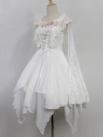 Robe à bretelles lolita charmante en polyester avec noeud à volants col carré Robe Déguisements Halloween