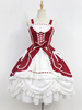 Robe à bretelles lolita charmante en polyester avec noeud à volants col carré Robe Déguisements Halloween