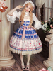 Robe à bretelles lolita charmante en polyester impression à volants col carré Robe Déguisements Halloween