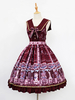 Robe à bretelles lolita charmante en polyester impression plissée Robe sans manches Déguisements Halloween