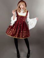 Robe à bretelles lolita charmante en velours avec lacets Déguisements Halloween