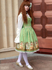 Robe à bretelles lolita en coton mélangé artistique vert imprimé fleurie Déguisements Halloween