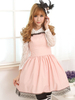 Robe à bretelles lolita en polyester rose avec dentelle Déguisements Halloween