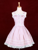 Robe à bretelles lolita plissée en coton rose à volants Déguisements Halloween
