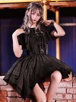 Robe à bretelles lolita séduisante en chiffon noire unicolore plissée Robe sans manches Déguisements Halloween