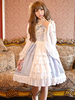 Robe à bretelles lolita séduisante en lin de coton impression à volants Robe sans manches Déguisements Halloween