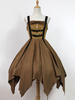 Robe à bretelles lolita séduisante en polyester avec noeud à volants col carré Robe Déguisements Halloween