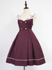 Robe à bretelles lolita séduisante en polyester avec noeud à volants colet revers Robe Déguisements Halloween