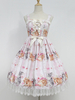 Robe à bretelles lolita séduisante en polyester impression à volants col carré Robe Déguisements Halloween