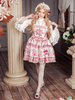 Robe à bretelles lolita séduisante en polyester impression à volants col carré Robe Déguisements Halloween