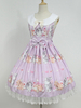 Robe à bretelles lolita séduisante en polyester impression à volants colet revers Robe Déguisements Halloween