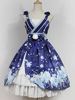Robe à bretelles lolita séduisante en polyester impression avec noeud col V Robe Déguisements Halloween