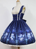 Robe à bretelles lolita séduisante en polyester impression avec noeud effet décolleté Robe Déguisements Halloween