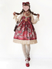Robe à bretelles lolita séduisante en polyester rouge foncée impression plissée à bretelles Robe sans manches Déguisements Halloween