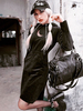 Robe à capuche gothique pour femme Moon Black Polyester Top Retro Dress
