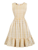 Robe à carreaux vintage des années 1950 sans manche femme robe mi-longue avec poches