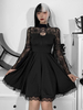 Robe à col haut en dentelle de vent de vent sombre