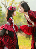 Robe à imprimé floral lolita OP volants rouges en dentelle lace en une pièce robes
