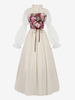Robe à imprimé floral rétro abricot clair pour costume vintage de soirée