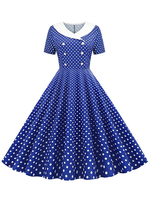 Robe à pois Robe des années 1950 à manches courtes et encolure marinière Robe trapèze