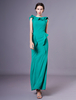 Robe à volants en cascade et sirène verte pour mère de la mariée avec col bateau Milanoo