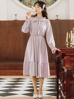 Robe Académique Lolita OP Lavande Manches Longues Polyester Lolita Robes Une Pièce