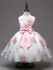 Robe adorbale de cortège fille en tulle blanc col rond avec noeud
