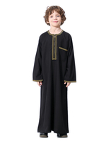 Robe arabe pour garçons; couleur unie; manches longues Arabian Abaya