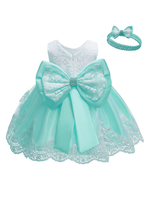 Robe baptême robe cérémonie fille décoré de noeud
