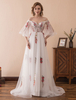 Robe belle de bal A-ligne en organza ivoire col bateau plissé Avec traîne