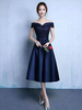 Robe belle de cocktail A-ligne en dentelle Bleu Éclatant hors de l