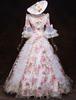 Robe blanche victorienne robe de mascarade rococo rétro robes Royal Floral Ruffles Vintage Costume Déguisements Halloween