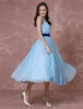Robe bleu robe de mariée courte Halter en mousseline de soie robe de Cocktail plissée longueur thé Party robe de mariée Vintage Milanoo