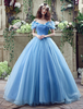 Robe bleu soutenue prête à porter A-ligne en chiffon hors de l