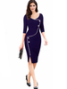 Robe bodycon bleu col V robe sexy manches longues moulant