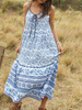 Robe bohème bretelles réglables col en V sans manches imprimé floral à lacets robe dété
