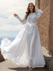 Robe Bohème Col Rond Manches Longues Ceinture Robe de Plage
