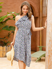 Robe bohème pourpre une épaule sans manches en coton polyester robe de plage dété mi-longue