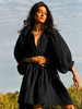 Robe Boho à lacets col orné demi-manches robe dété surdimensionnée