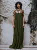 Robe Boho conçue encolure sans manches surdimensionnée découpée robes longues de plage