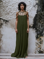 Robe Boho conçue encolure sans manches surdimensionnée découpée robes longues de plage