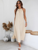 Robe Boho Licou Dos Ouvert Fente Été Plage Robes Maxi Décontractées