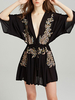 Robe Boho Robe dété à manches courtes à col en V brodé