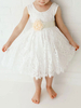 Robe bâpteme fille blanche en dentelle col haut rond sans manche longueur cheville Robe fille de fleur robe cérémonie fille
